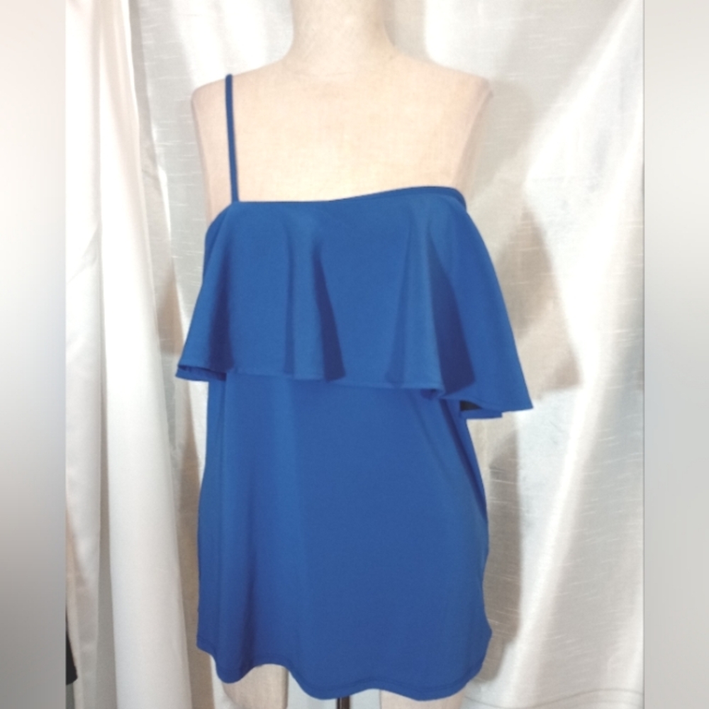 Banana Republic TAG One Strap Tank Top, Royal Blue,  Ruffle @ bust,  S
